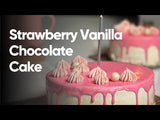 Strawberry Vanilla Chocolate Cake - Eggless