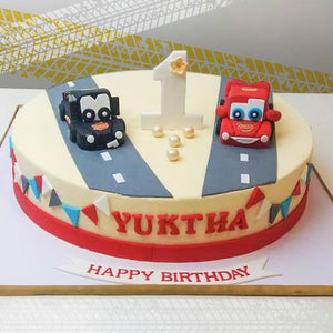 1st Year Racing Car Theme Cake