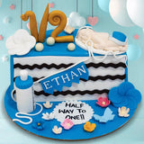 Baby Blue Half Birthday Cake