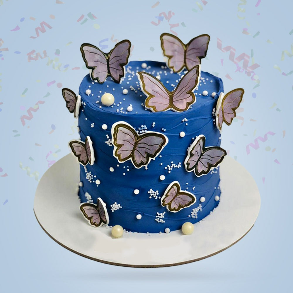 Butterfly Blues Theme Cake