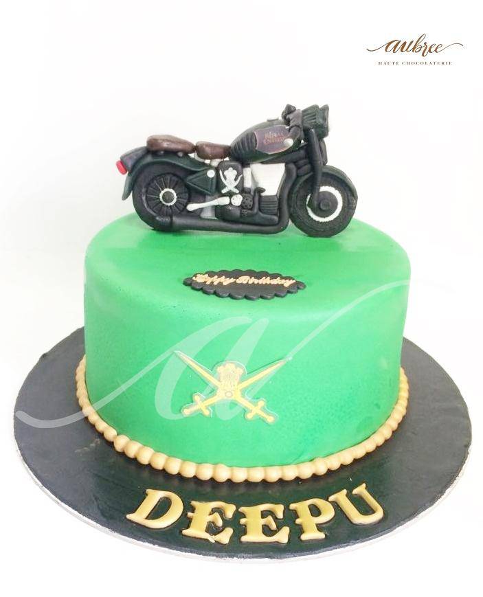 Royal Enfield bike, Metal music theme customized cake - - CakesDecor