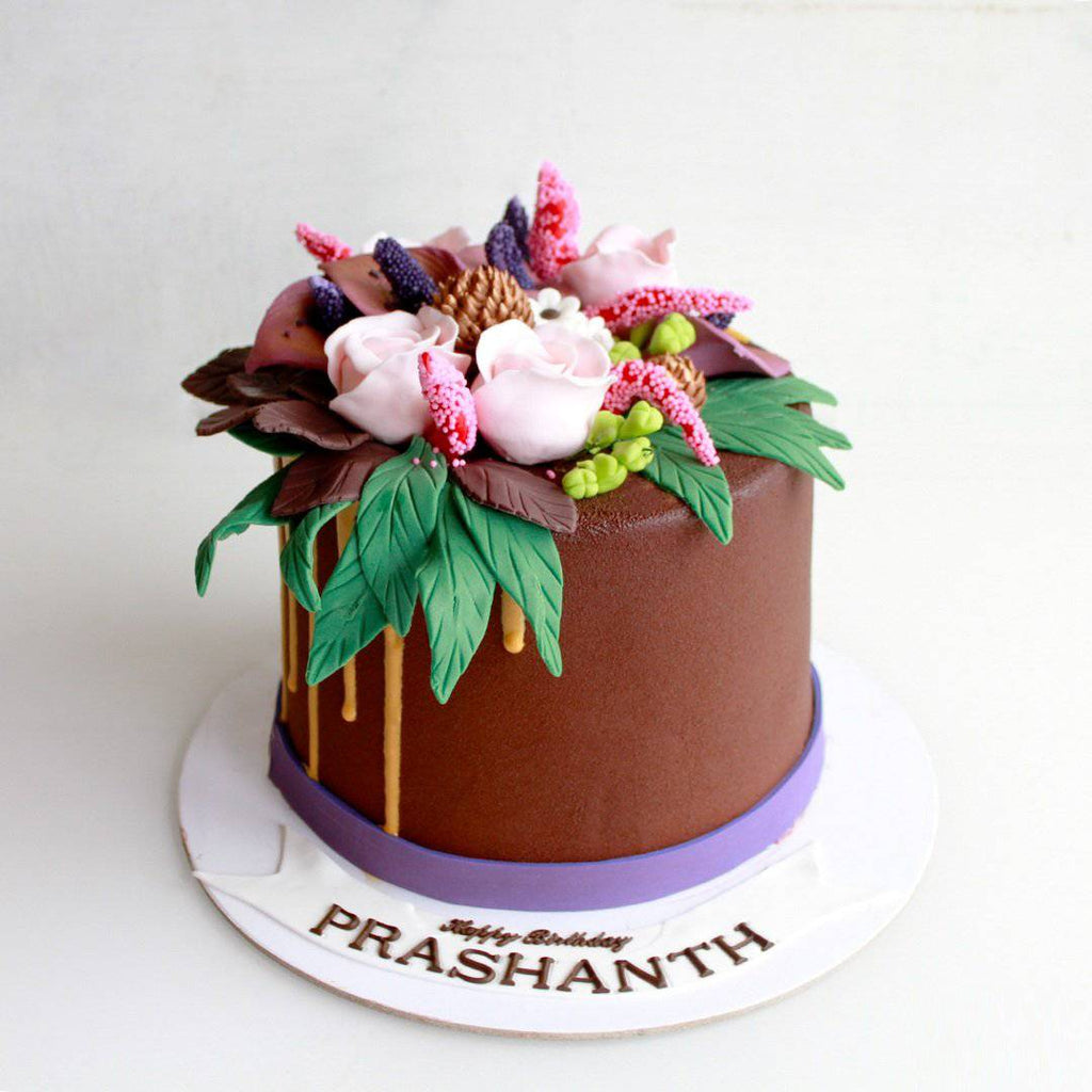 Roses Birthday Chocolate Cake