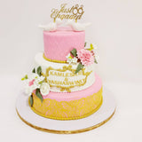 Pink Rose Engagement Cake