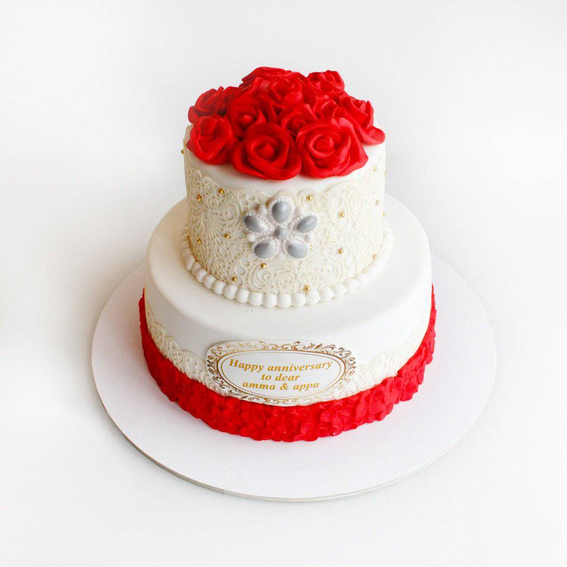Happy Anniversary Ruby Wedding Cake With Your Name