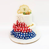 Red & Blue Floral Cake