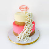 Cream & Pink Floral Cake