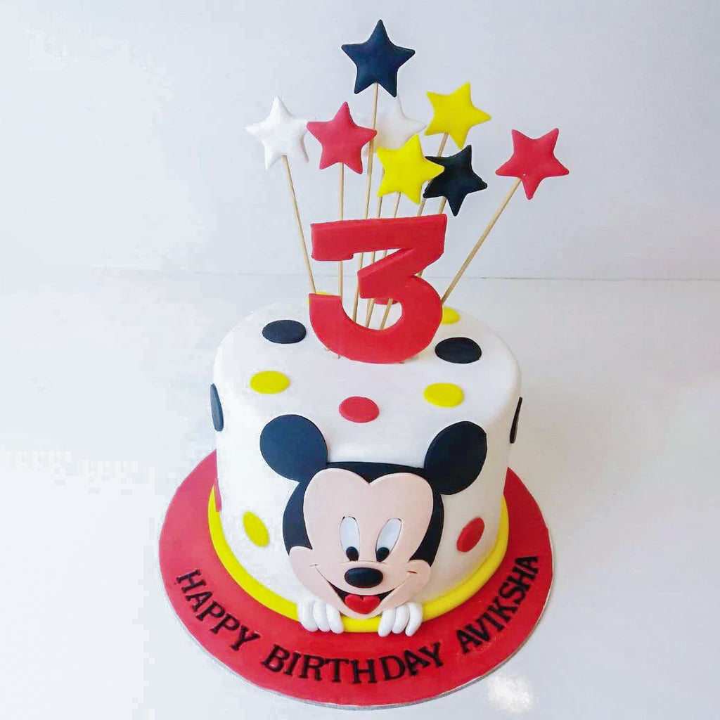 Mickey Mouse Cake In Yellow Theme - Cake O Clock - Best Customize Designer  Cakes Lahore