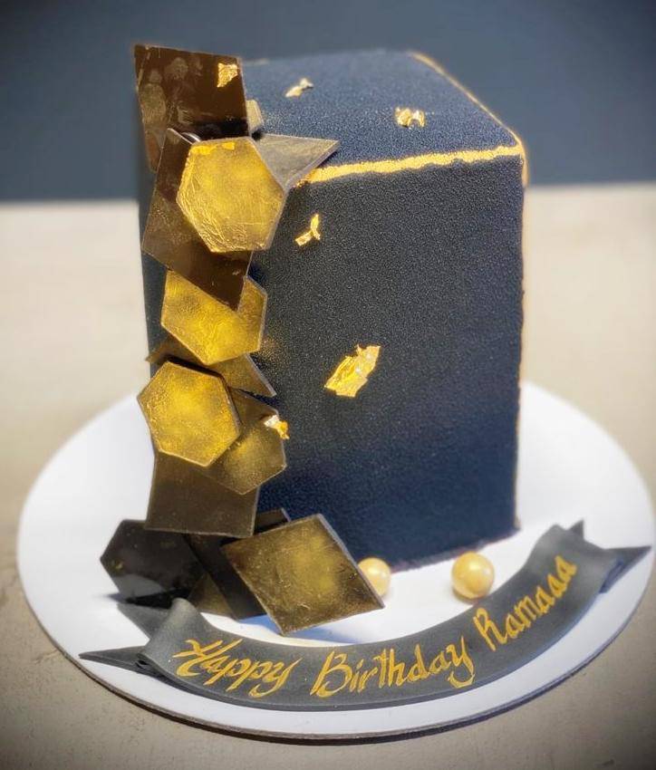 Black Gold Box Theme Cake
