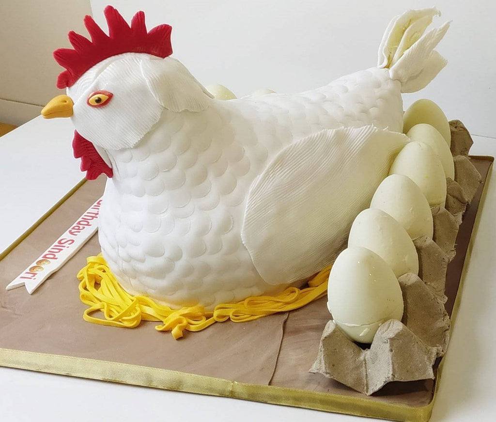 Hen Laying Eggs Theme Cake