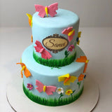 Flowers and Butterflies Theme Cake