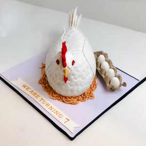 Hen Laying Eggs Theme Cake