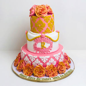 Orange Rose Floral Cake