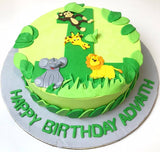 Jungle Theme 1st Birthday Cake